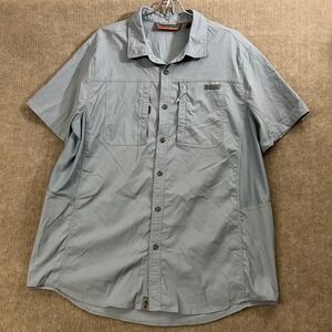 Free Country XL Mens Button Up‎ Short Sleeve Fishing Shirt Blue Outdoors